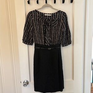 Trina Turk Black and Gray Patterned Dress